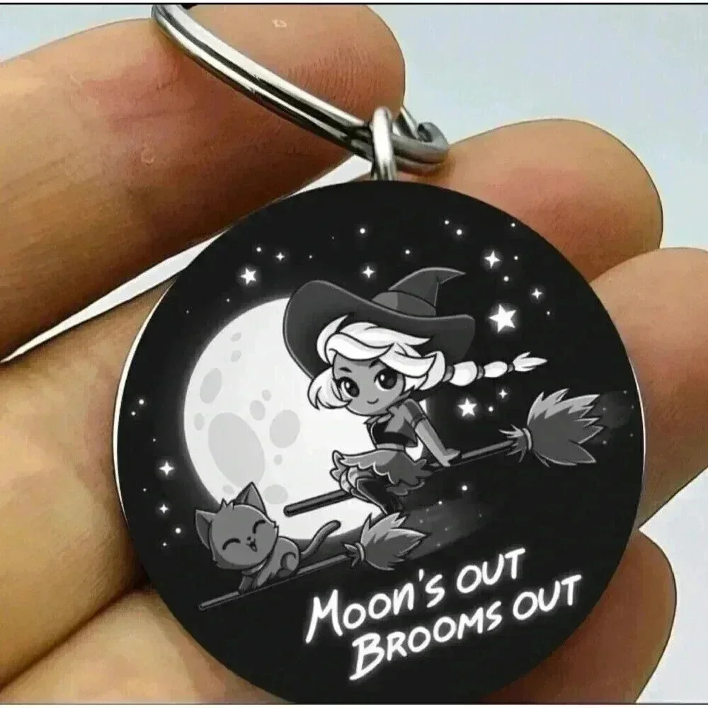 Baby Wizard Kitty Cat Moon Out Brooms Out Cute Keychain